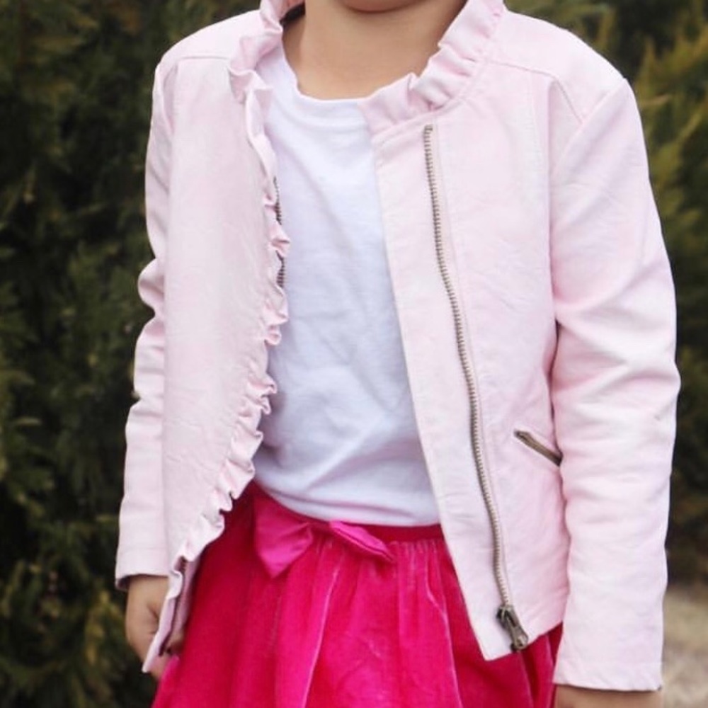 Pink Faux Leather Jacket